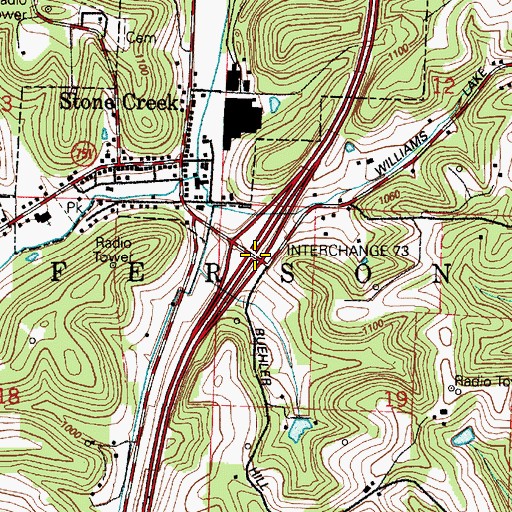 Topographic Map of Interchange 73, OH