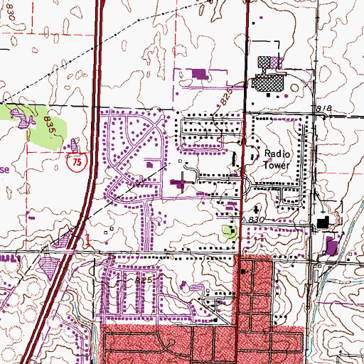 Topographic Map of Bigelow Hill Elementary School, OH