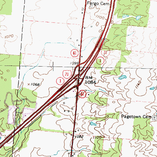 Topographic Map of Interchange 140, OH