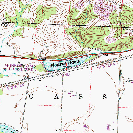 Topographic Map of Monroe Basin State Wildlife Area, OH