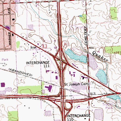 Topographic Map of Interchange 111, OH