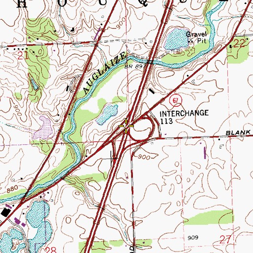 Topographic Map of Interchange 113, OH