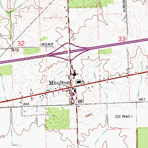 Topographic Map of Moulton Elementary School, OH