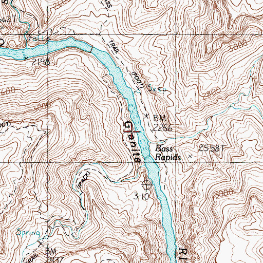 Topographic Map of Bass Rapids, AZ