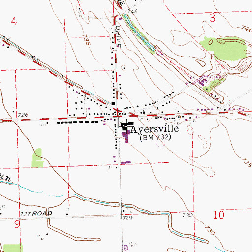 Topographic Map of Ayersville High School, OH