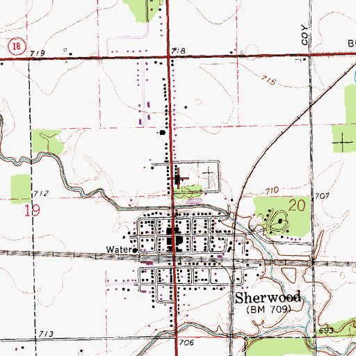 Topographic Map of Sherwood Elementary School, OH