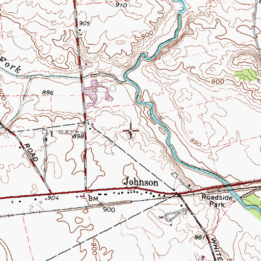 Topographic Map of Johnson Cemetery, OH