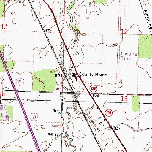Topographic Map of Wyandot County Home, OH