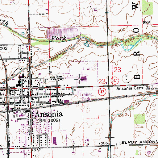 Topographic Map of Ansonia Elementary School, OH