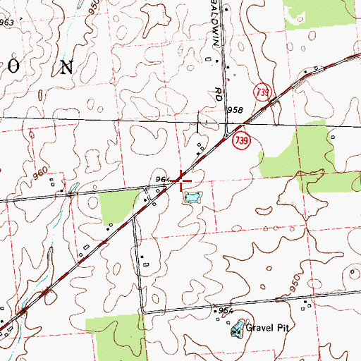 Topographic Map of Baldwin School (historical), OH
