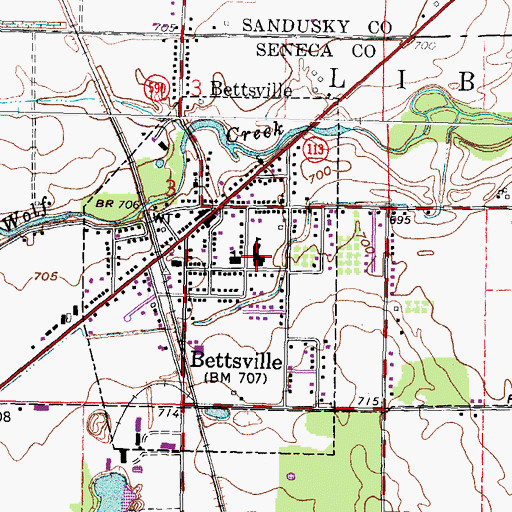Topographic Map of Bettsville High School, OH