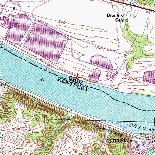 Topographic Map of Kimballs Landing, OH