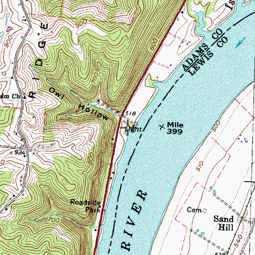 Topographic Map of Owl Hollow Run, OH