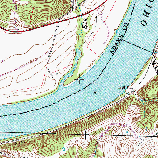Topographic Map of Parrs Landing, OH