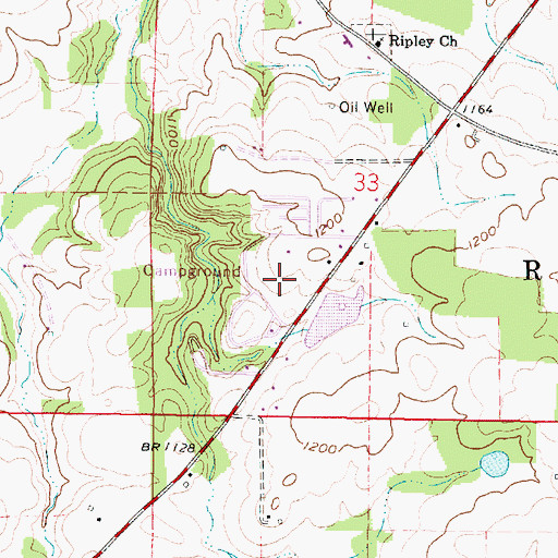 Topographic Map of Whispering Hills Campground, OH