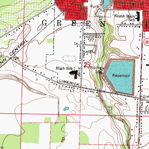 Topographic Map of Clyde High School, OH