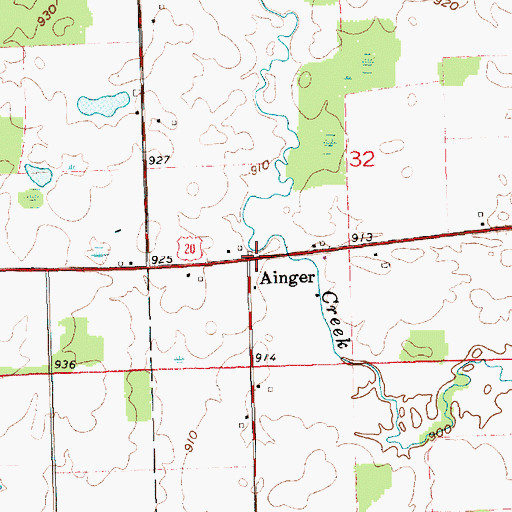 Topographic Map of Ainger, OH
