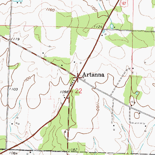 Topographic Map of Artanna, OH