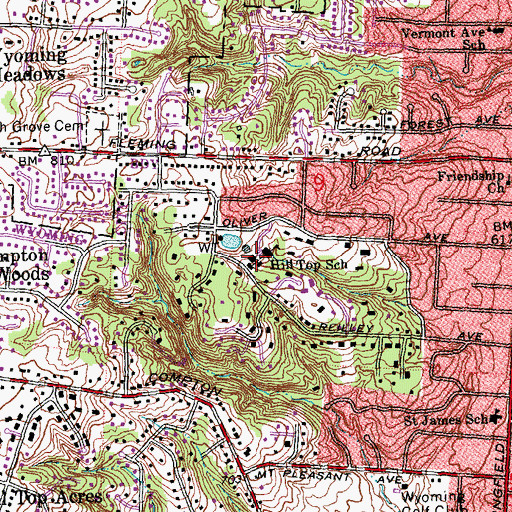 Topographic Map of Hill Top School, OH