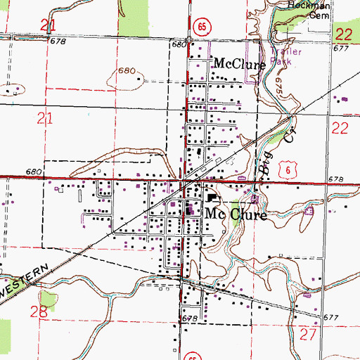 Topographic Map of McClure, OH
