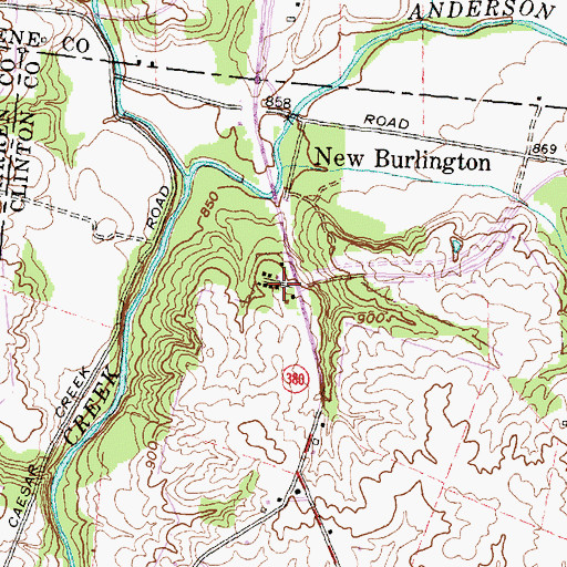 Topographic Map of New Burlington, OH