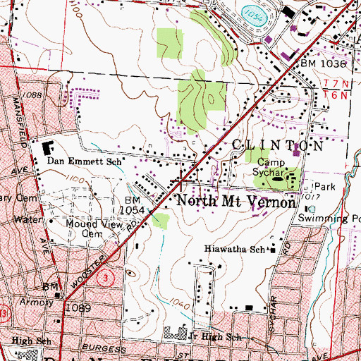Topographic Map of North Mount Vernon, OH