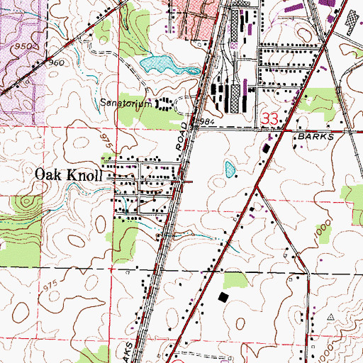 Topographic Map of Oak Knoll, OH