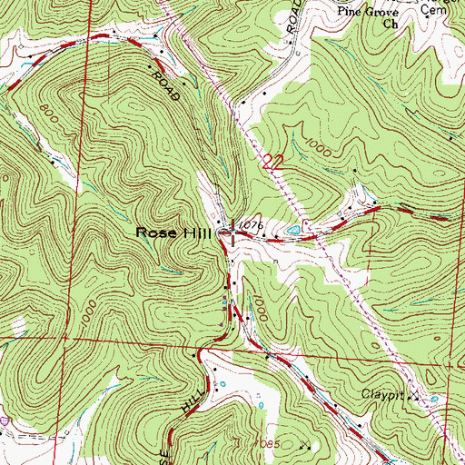 Topographic Map of Rose Hill, OH