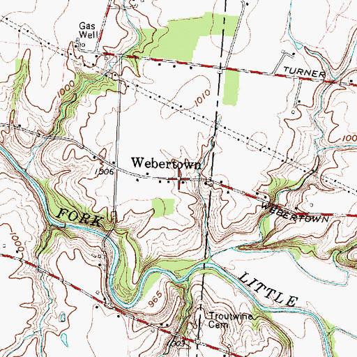 Topographic Map of Webertown, OH