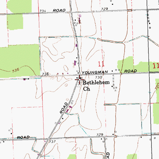 Topographic Map of Bethlehem Lutheran Church, OH