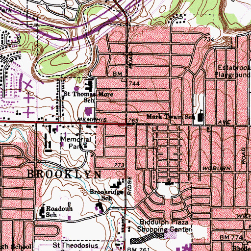 Topographic Map of Brooklyn, OH