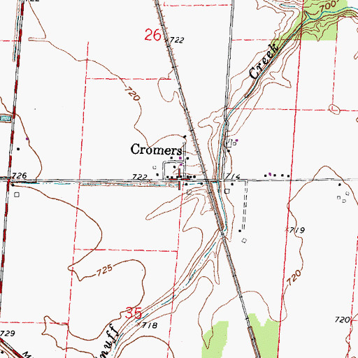 Topographic Map of Cromers, OH