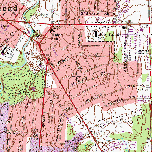 Topographic Map of Saint Nicholas School, OH