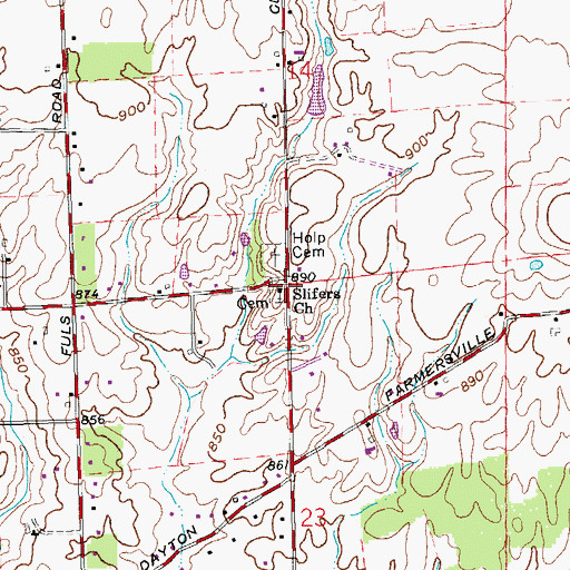 Topographic Map of Slifers Presbyterian Church, OH