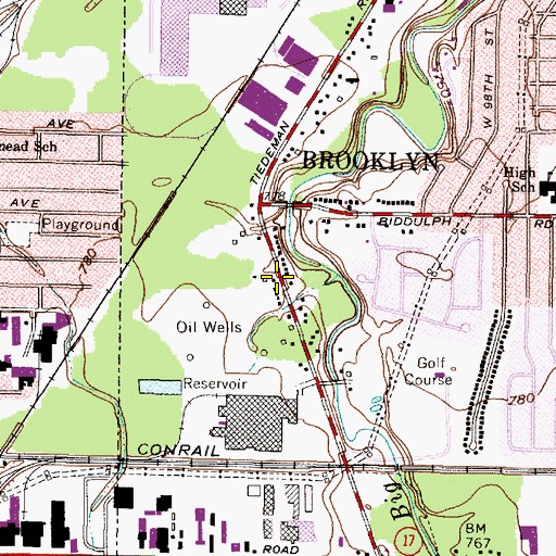 Topographic Map of Interchange 13, OH