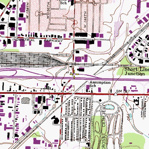 Topographic Map of Interchange 12A, OH