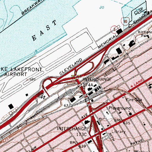 Topographic Map of Interchange 174B, OH