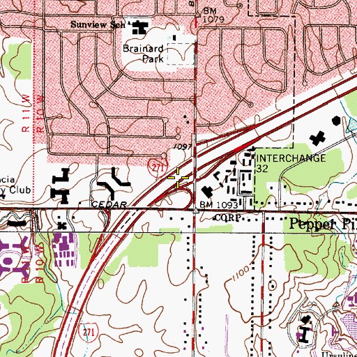Topographic Map of Interchange 32, OH