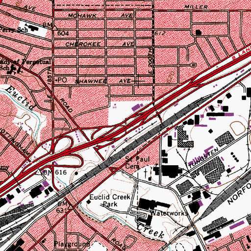 Topographic Map of Interchange 182B, OH