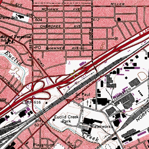 Topographic Map of Interchange 182B, OH