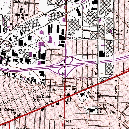 Topographic Map of Interchange 166, OH