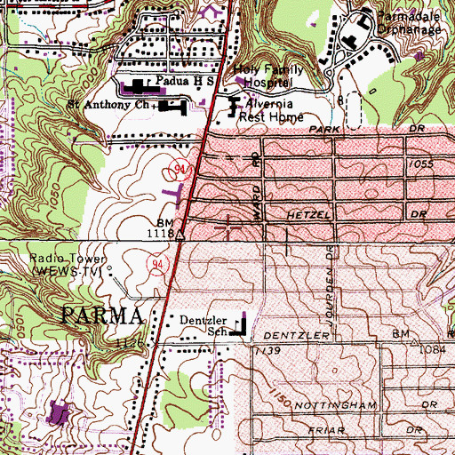 Topographic Map of Hetzer Park, OH