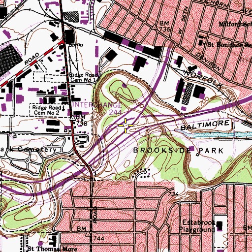 Topographic Map of Interchange 244, OH