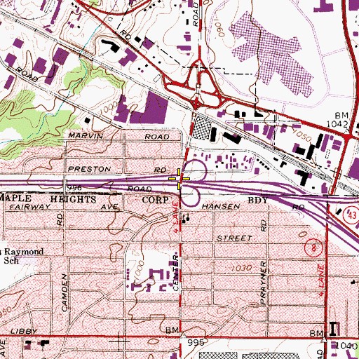 Topographic Map of Interchange 25, OH
