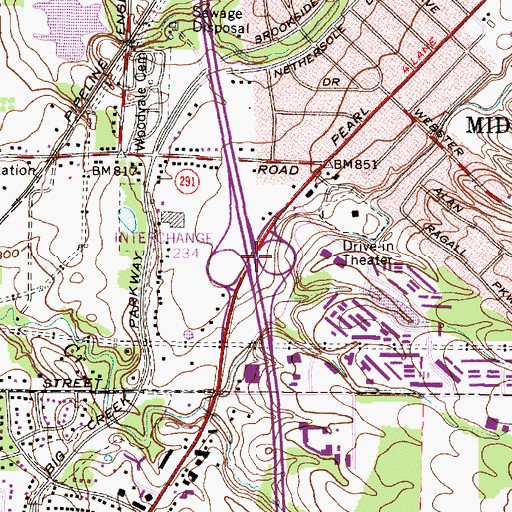 Topographic Map of Interchange 234, OH