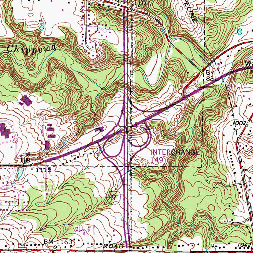 Topographic Map of Interchange 149, OH