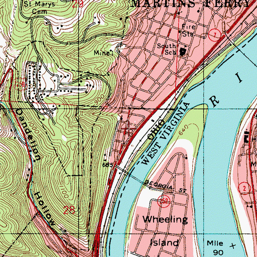 Topographic Map of Aetnaville, OH