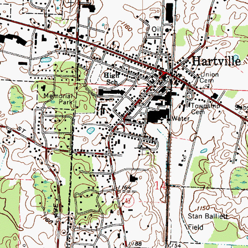 Topographic Map of Hartville United Church of Christ, OH