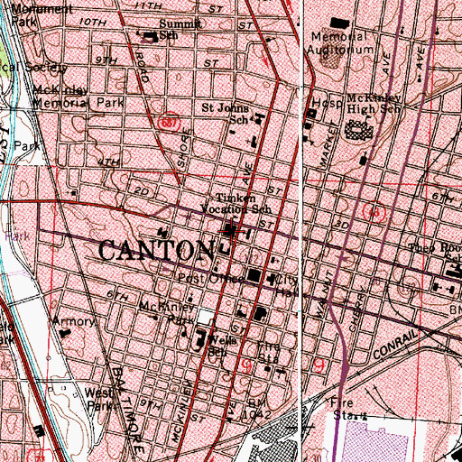 Topographic Map of Canton Academy (historical), OH