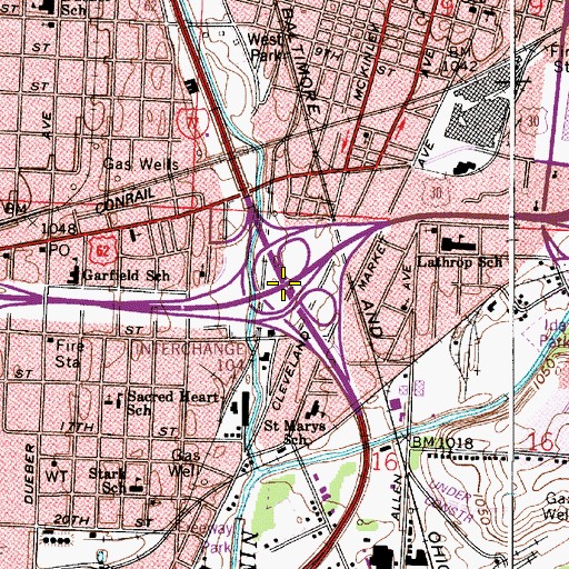Topographic Map of Interchange 104, OH